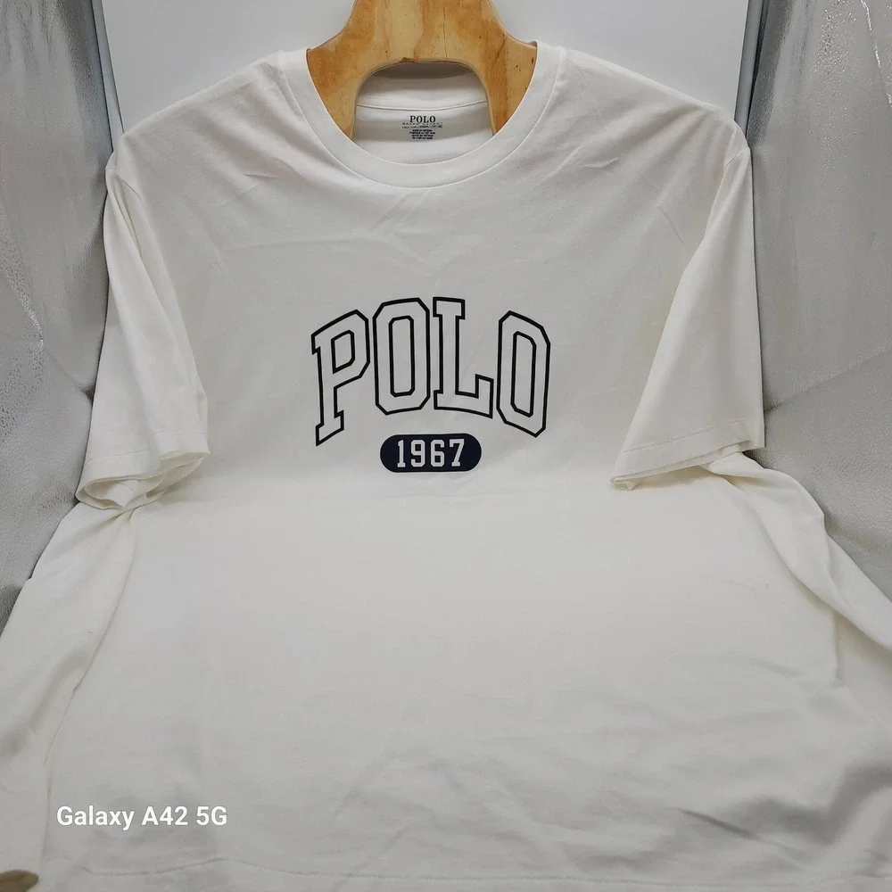 Polo Ralph Lauren Mens 4XLT White Polo 1967 Graphic T-Shirt Short Sleeve Tee